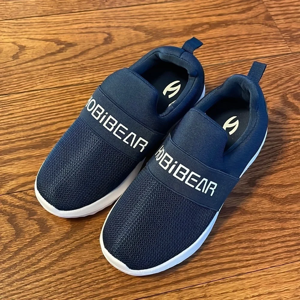 HOBIBEAR slip on boys girls walking running sneakers LIGHTWEIGHT blue white 13.5